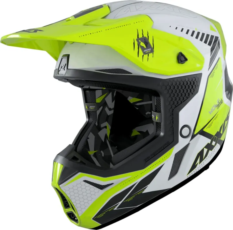 Super Cena Motokrosová helma AXXIS WOLF ABS star track a3 lesklá fluor žlutá - Velikosti M