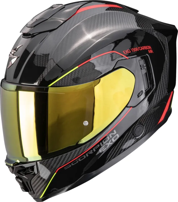 Scorpion Exo-1500 Carbon Air Mundi Celoobličejová přilba černá/červená/žlutá - XS (53/54) Cenová Bomba