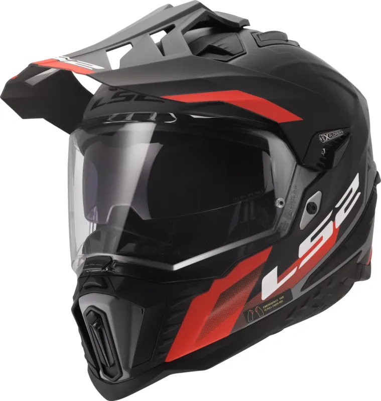 LS2 MX701 Explorer Hexa Enduro helma černá/šedá/červená - XS (53/54) Super Cena