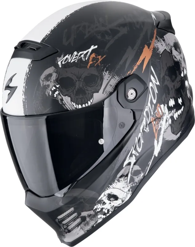 Scorpion Covert FX Skullz Přilba černá matná/šedá/oranžová - XL (61/62) Ihned K Objednání