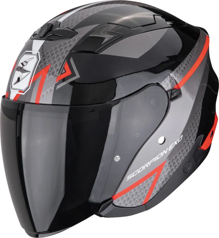 Levný Scorpion EXO-230 Loop Otevřená přilba černá/šedá/červená - XS (54/55)