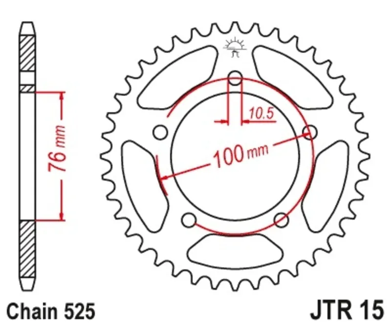 JT SPROCKETS Ocelové standardní zadní ozubené kolo - 525 - JT SPROCKETS Ocelové standardní zadní ozubené kolo - 525 ► koupit online na FC-Moto Sezónní Sleva