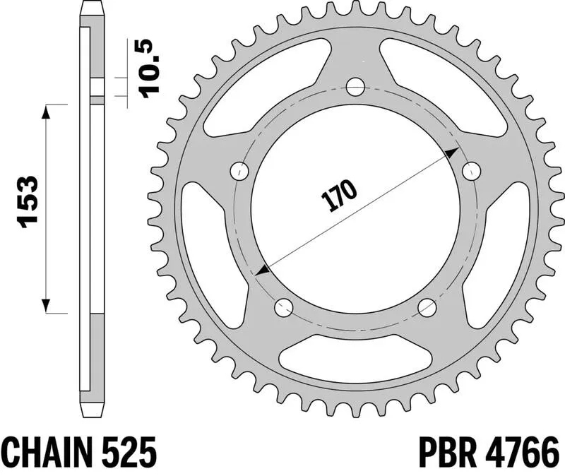 PBR Zadní ozubené kolo Steel Standard - 525 - PBR Zadní ozubené kolo Steel Standard - 525 ► koupit online na FC-Moto Cenová Bomba