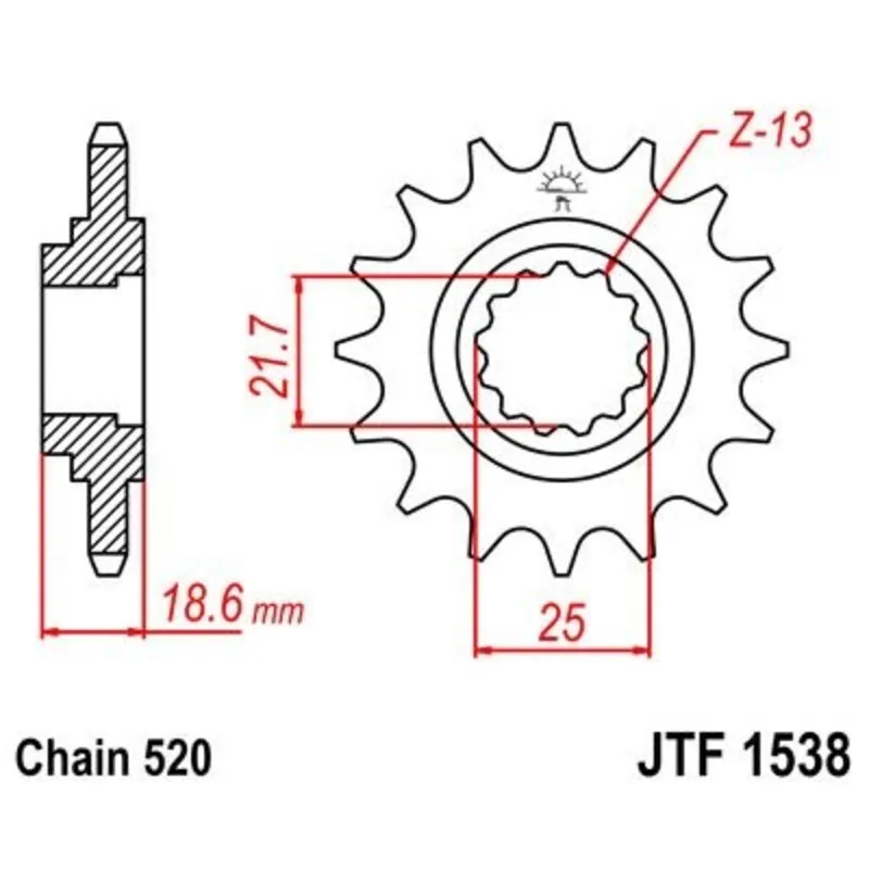 Nová Kolekce JT SPROCKETS Ocelové bezhlučné přední rozety 1538 - 520 - JT SPROCKETS