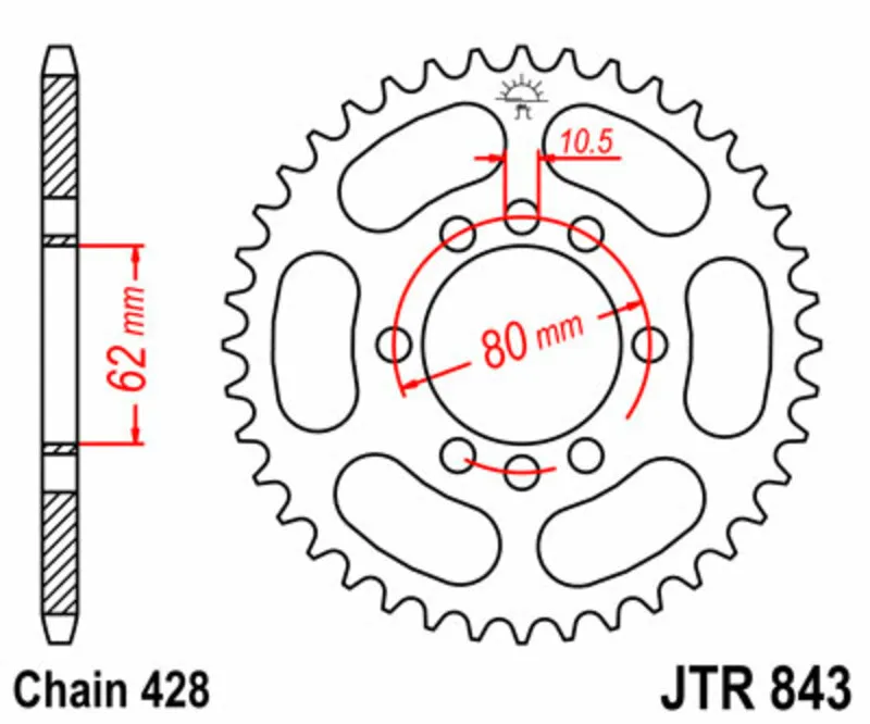 JT SPROCKETS Standardní ocelová korunka 843 - 428 - JT SPROCKETS Standardní ocelová korunka 843 - 428 ► koupit online na FC-Moto Víkendová Akce
