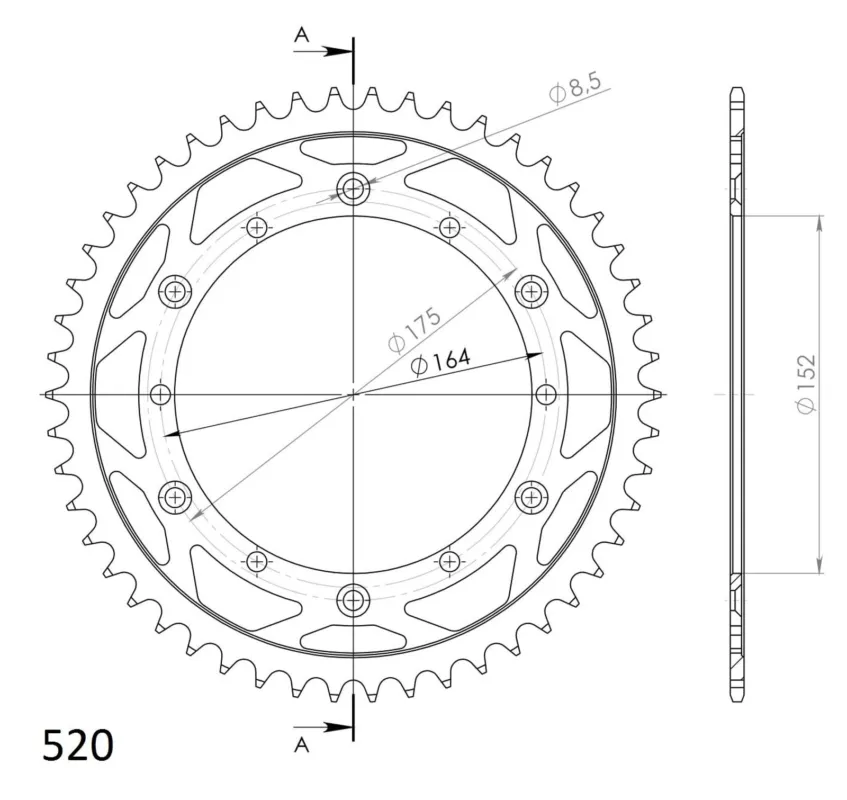 Omezená Nabídka Řetězová rozeta SUPERSPROX RFE-853 50-BLK černý 50 zubů, 520