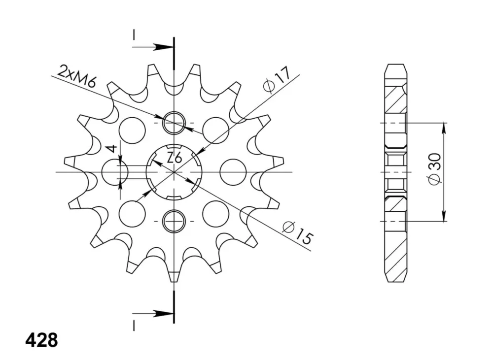 Řetězové kolečko SUPERSPROX CST-274 15 15 zubů, 428 Novinka