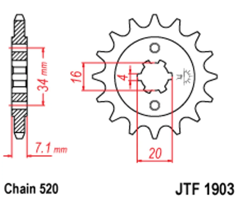 Řetězové kolečko JT JTF 1903-14 14 zubů, 520 Cenová Bomba