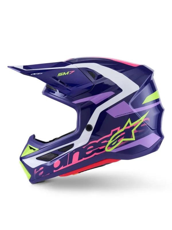 Ověřený přilba SUPERTECH S-M7 DEED, ALPINESTARS (fialová/růžová/bílá/žlutá fluo) 2026 - M