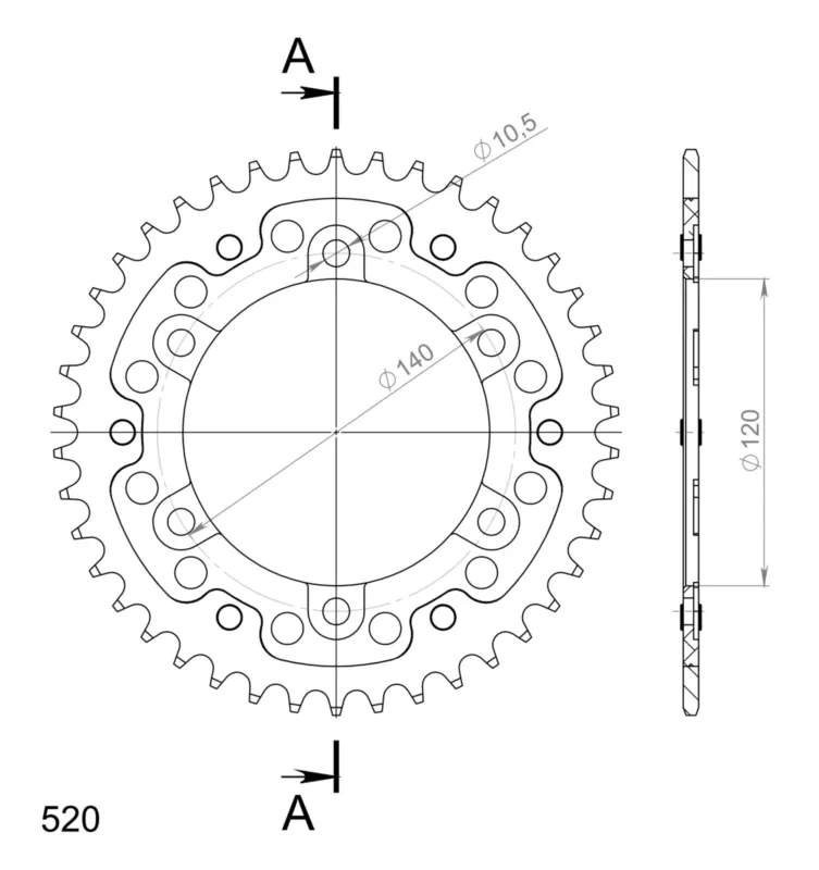 Rozeta SUPERSPROX STEALTH RST-1490 42-GLD zlatá 42 zubů, 520 Sezónní Sleva