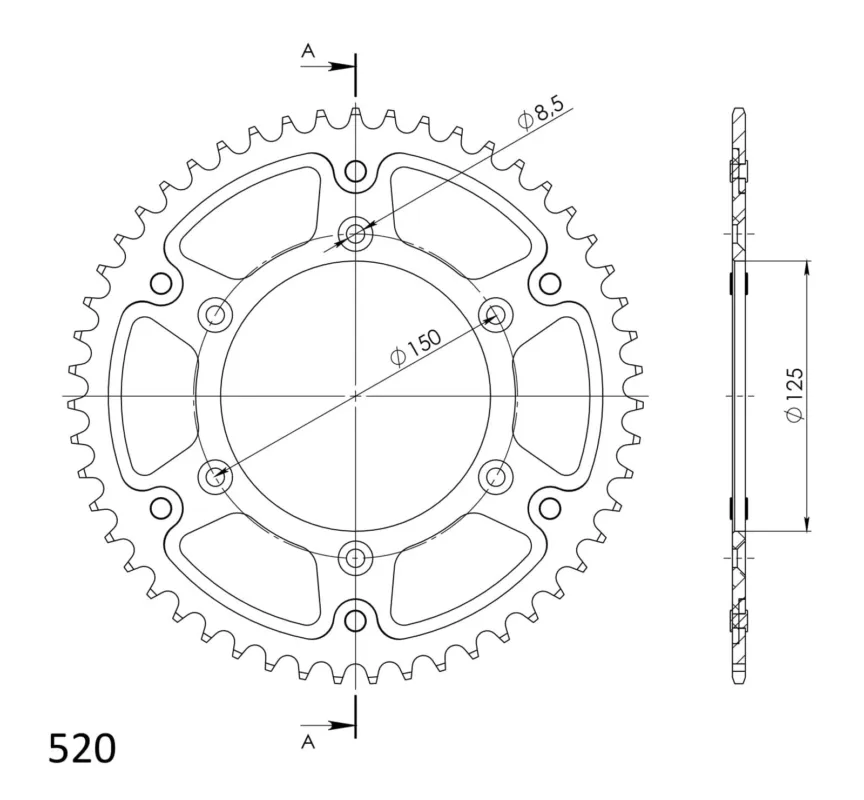 Rozeta SUPERSPROX STEALTH RST-990 51-SLV stříbrná 51 zubů, 520 Sezónní Sleva