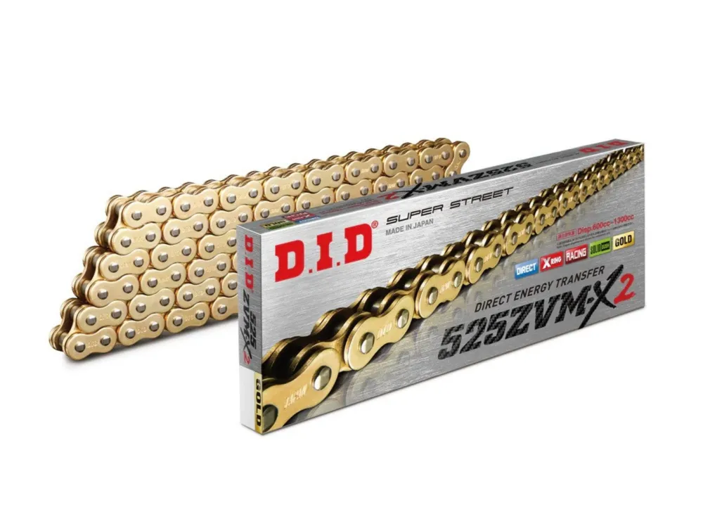 Bezpečná Platba ZVM-X série X-Kroužkový řetěz D.I.D Chain 525ZVM-X2 128 článků Zlatá/Zlatá