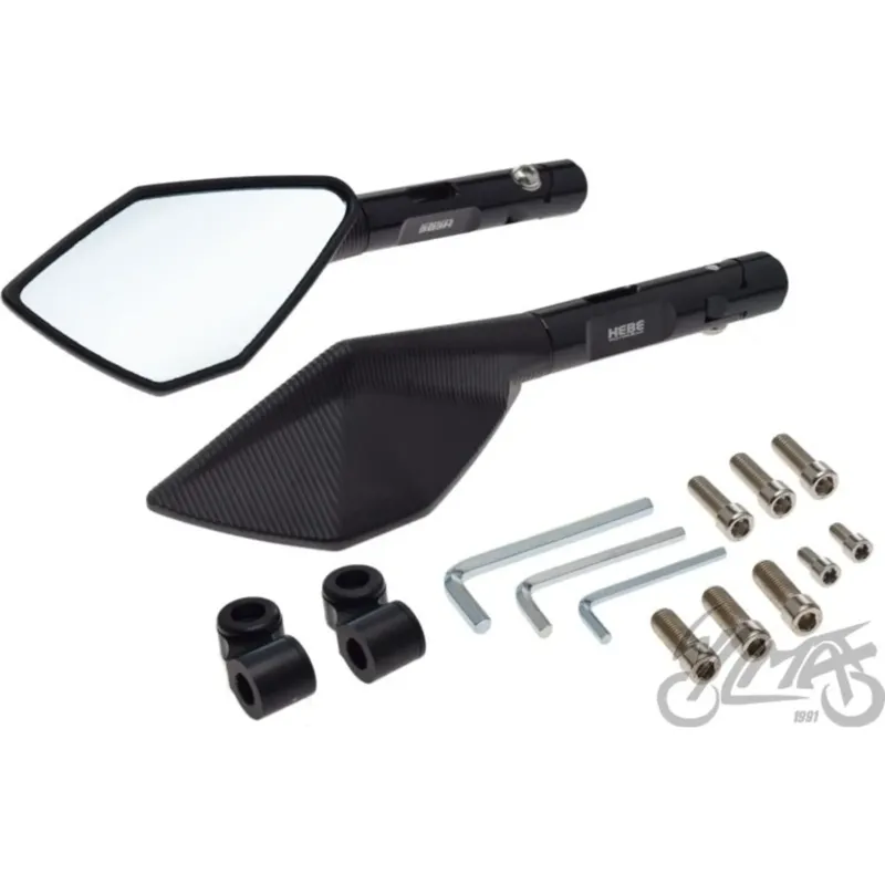 Kompletní zrcátka M8 / M10 levý + pravý závit / pravý + pravý závit tuning černá Časově Omezené